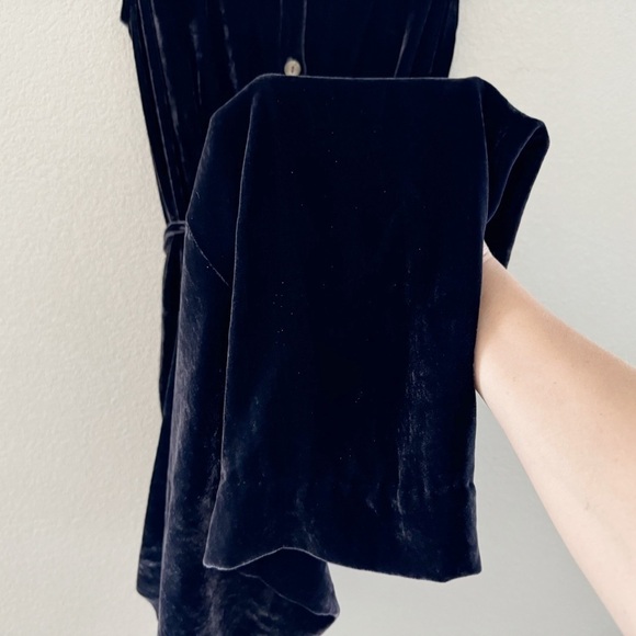 Vintage Velvet Silk Maxi Dress Sleeveless Empire Whimsigoth Y2K Dark Purple S - Picture 9 of 12